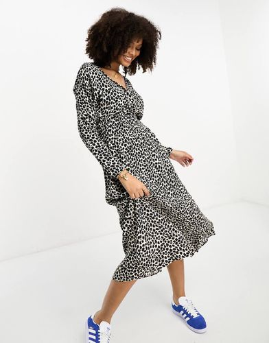 Robe mi-longue à fleurs avec col en V - Mango - Modalova