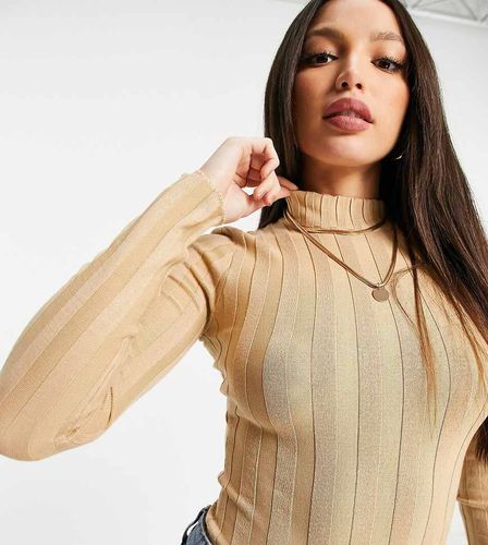 Body côtelé à col montant - Camel - Missguided Tall - Modalova