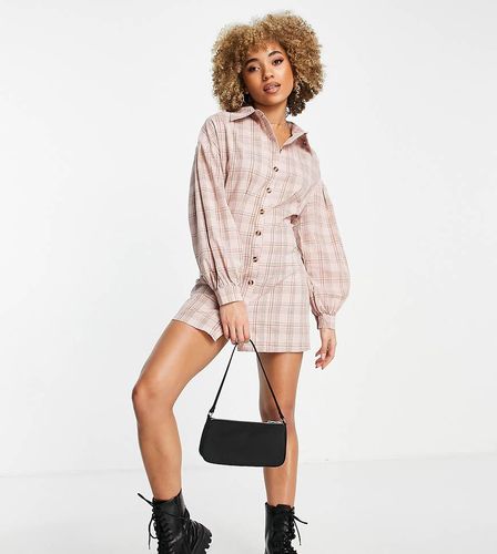 Robe chemise courte à taille cintrée - Carreaux roses - Missguided - Modalova