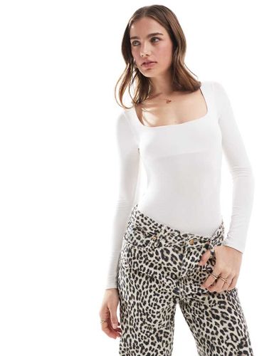 Body  manches longues et encolure carre - Ivoire - Miss Selfridge - Modalova