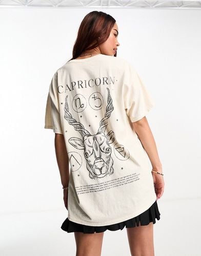 Horoscope - T-shirt oversize à motif Capricorn - Écru - Miss Selfridge - Modalova