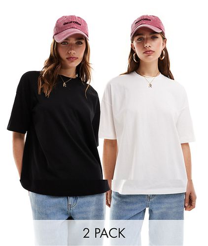 Lot de 2 t-shirts oversize - Noir et blanc - Miss Selfridge - Modalova