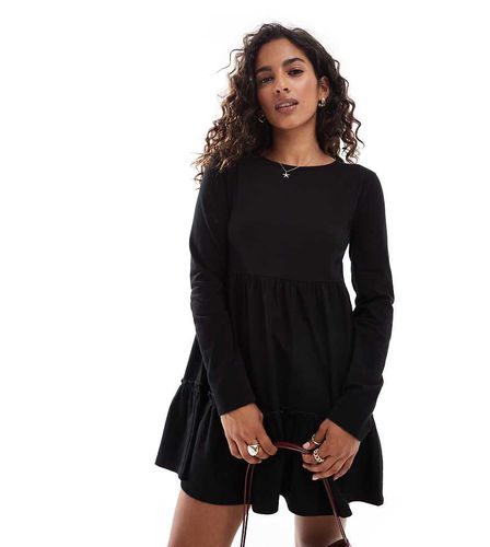 Robe babydoll courte à manches longues - délavé - Miss Selfridge Petite - Modalova