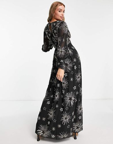 Premium - Robe longue à manches longues avec étoiles à ornements - BLACK - Miss Selfridge - Modalova