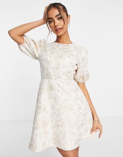 Robe courte en jacquard à manches bouffantes - Miss Selfridge - Modalova