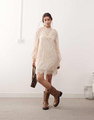 Robe courte style victorien en dentelle - pâle - Miss Selfridge - Modalova