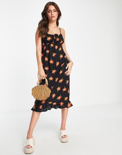 Robe nuisette mi-longue avec buste froncé et liens noués - fleuri - Miss Selfridge - Modalova