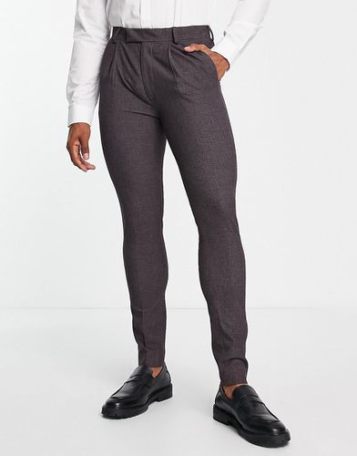 Pantalon de costume super skinny en tissu de qualité supérieure microtexturé - Bordeaux - Noak - Modalova