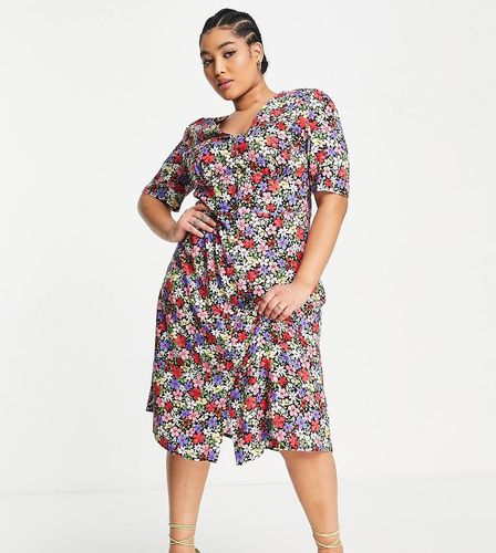 Robe rétro boutonnée longue - Fleuri mélangé - Nobody's Child Plus - Modalova