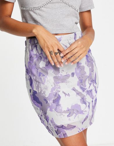 Mini-jupe taille haute à imprimé marbre - craie - Noisy May - Modalova