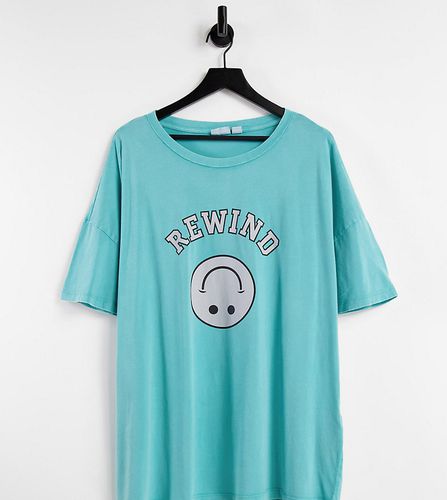 Exclusivité - T-shirt oversize avec imprimé sourire - Bleu sarcelle - Noisy May Curve - Modalova