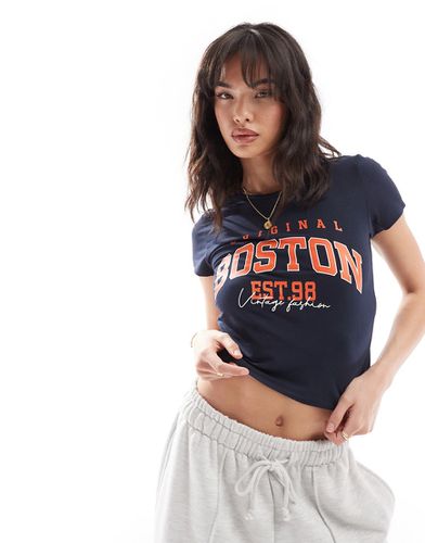 T-shirt crop top avec imprimé Boston - Noisy May - Modalova