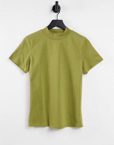 NA-KD - T-shirt à col montant - olive - Nakd - Modalova