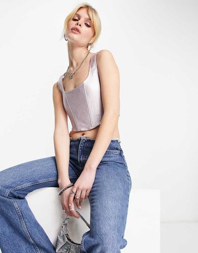 NA-KD x Moa Mattson - Corset structuré d'ensemble en denim - Rose brillant - Nakd - Modalova