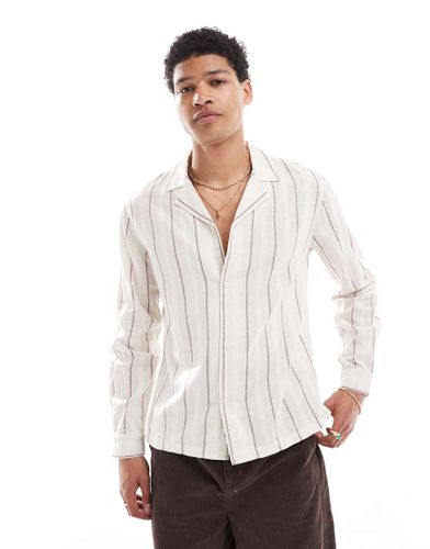 Chemise raye coupe carre  manches longues - Taupe - Native Youth - Modalova