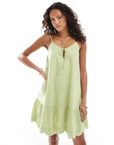 Robe caraco courte en lin - sauge - Native Youth - Modalova