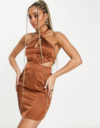 Robe courte moulante effet satiné à découpes - Naanaa - Modalova