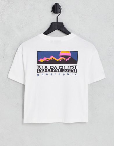 T-shirt crop top à imprimé montagne au dos Coton Napapijri en coloris Blanc Femme Vêtements Sweats et pull overs Sweats à fermeture éclair 