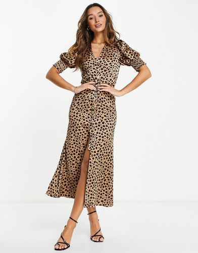 Lindos - Robe boutonnée longue à imprimé léopard - Never Fully Dressed - Modalova