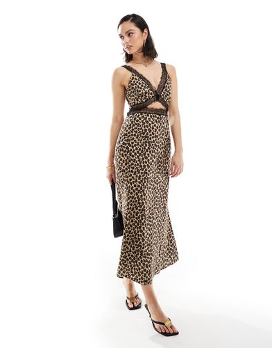 Mimi - Robe longueur mollet en dentelle à découpe et imprimé léopard - Never Fully Dressed - Modalova