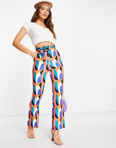 Pantalon d'ensemble avec ceinture contrastante et imprimé léopard abstrait - Never Fully Dressed - Modalova