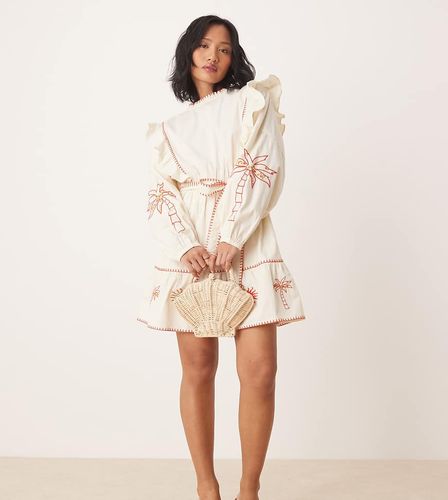 Petite - Robe courte  broderies - Ivoire - Never Fully Dressed - Modalova