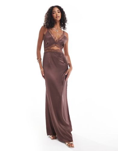 Robe nuisette longue à découpes avec dentelle - Chocolat - Never Fully Dressed - Modalova