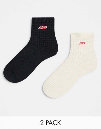 Lot de 2 paires de chaussettes gaufrées mi-montantes - Noir et blanc cassé - New Balance - Modalova