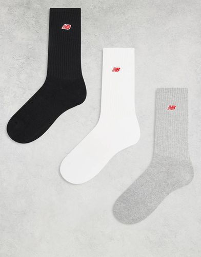 Lot de 3 paires de chaussettes côtelées avec logo rouge - New Balance - Modalova