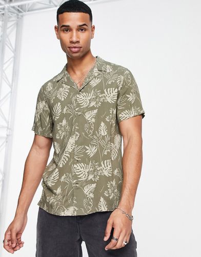 Chemise à imprimé tropical avec col à revers - Kaki - New Look - Modalova