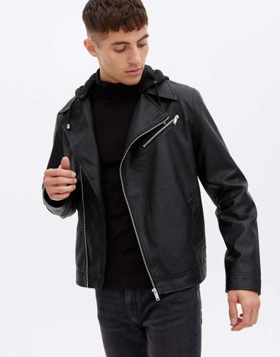 Blouson style motard en similicuir à capuche - New Look - Modalova