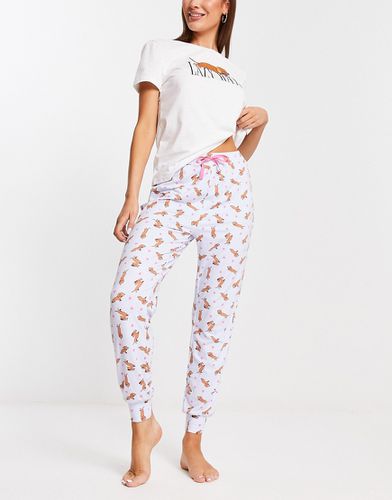 Lazy Days - Pyjama avec t-shirt et pantalon de jogging à imprimé chien - New Look - Modalova