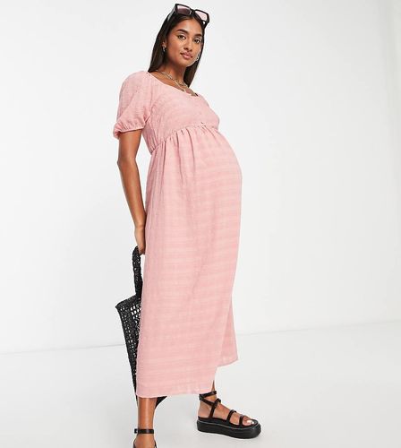 Robe mi-longue à encolure carrée et manches bouffantes - New Look Maternity - Modalova