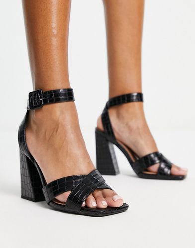 Sandales à bout carré avec talon effet croco - New Look - Modalova