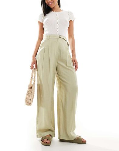 Pantalon ample avec ceinture - Kaki clair - New Look - Modalova