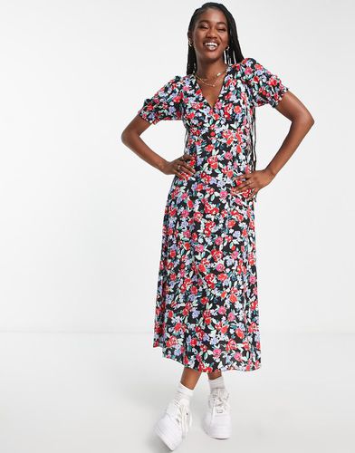 Robe mi-longue à fleurs avec dos ouvert - New Look - Modalova