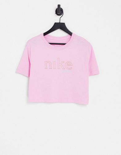 T-shirt crop top coupe carrée avec logo métallisé - Nike - Modalova