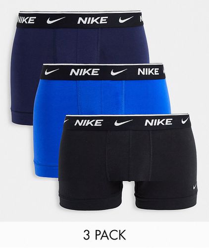 Lot de 3 boxers en coton stretch - Noir/bleu marine/bleu - Nike - Modalova