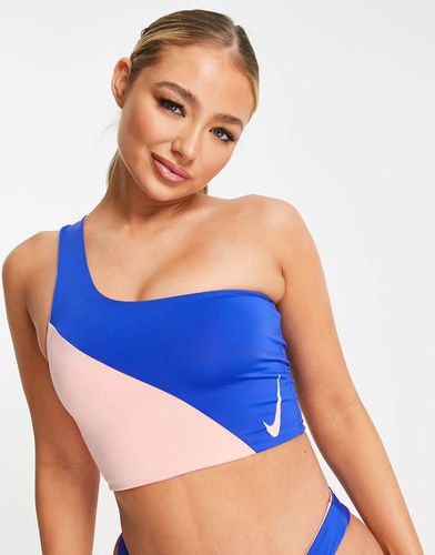 Icon - Haut de bikini asymétrique 3 en 1 - Rose et bleu - Nike Swimming - Modalova