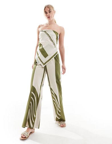 Pantalon large d'ensemble à rayures contrastantes - Vert et blanc - Sndys - Modalova