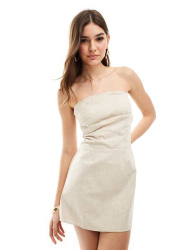 Robe bandeau courte en lin à fronces - Taupe - Sndys - Modalova