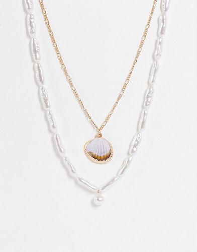 Collier multirang en perles fantaisie - Doré - South Beach - Modalova