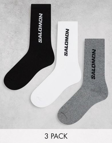 Lot de 3 chaussettes unisexes pour le quotidien - Blanc, gris et noir - Salomon - Modalova