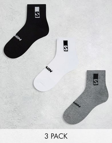Lot de 3 chaussettes unisexes pour le quotidien - Blanc, gris et noir - Salomon - Modalova