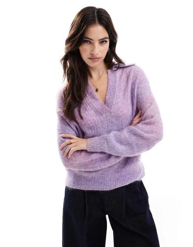 Pull à col polo en maille brossée - Lilas - Scalpers - Modalova