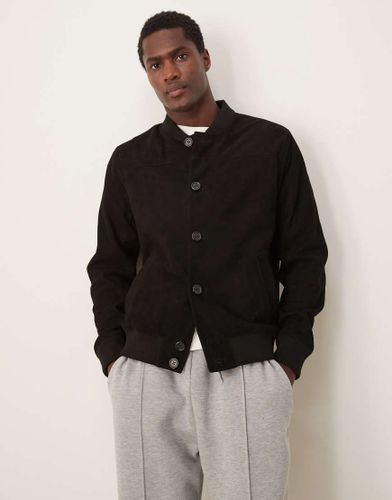 Selected - Bomber en daim - Noir - Selected - Modalova