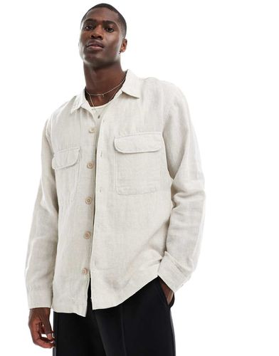 Surchemise en lin mélangé - Beige - Selected Homme - Modalova