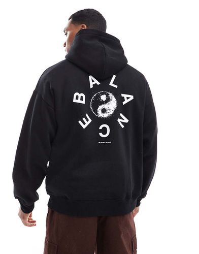 Sweat à capuche oversize avec imprimé Balance circulaire au dos - Selected Homme - Modalova