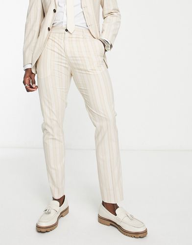 Pantalon de costume ajusté à rayures estivales - Beige - Selected Homme - Modalova