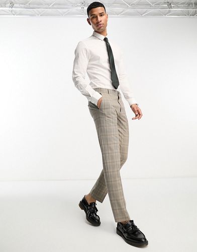 Pantalon de costume coupe slim à carreaux - Beige - Selected Homme - Modalova